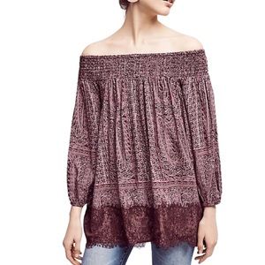Vanessa Virginia Purple boho top off shoulder